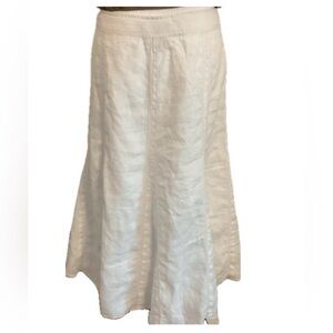 ****Ecru ****Elegant White Fit with Flare 100% Linen Skirt with side zipper.
